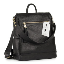 Rucsac tip geanta din piele naturala DiAmanti Mia Negru